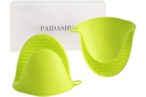 PAIDASHU Guante de Cocina Grueso de Silicona Resistente al Calor para Hornear, Hornear, barbacoas y Parrilla (Verde 2)