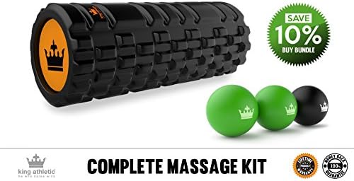 kit bundle set pack Foam Roller for Muscles Exercise &amp; Myofascial Massage Grid Textured Rollers for Tension Release, Stretching and Deep Tissue, Trigger Point, Physio Therapy Stress Release Pilates Yoga Lacrosse Muscle Roller Ball Set of 3 Massage Balls for Deep Tissue, Trigger Point, Physio Therapy &amp; Instant Myofascial Stress Release Rubber Balls acupressure fascia Exercise Training Equipment Cardio Sport Women Men Adults Kids Children - MBSG-FRB-UK