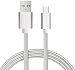 Produktbild Rivero (Silber) Anti Tangle Micro USB Reversible Nylon Geflochtene High Speed Aufladen und zur Daten Syncing Kabel 3 Meter Länge Übertragung Kompatibel für Blackberry Priv