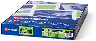 AveryPRO Clear Glossy Label Stock for Dry Toner Digital Presses, 12"x18", 100 Sheets (41220)