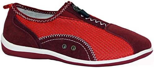 Greenstep Knixmax Womens Zip Leather Mesh Trainers Low-Top Lightweight Slip On Casual Pumps Sneakers