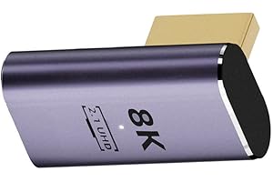 NFHK HDMI męski na HDMI 2.1 żeński pionowy 90 stopni lewy kątowy niskoprofilowy przedłużacz UHD obsługuje 8K 60 Hz HDTV