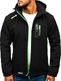 Jacke für Herren. Softshell Jacke mit durchgehendem Reißverschluss. Verschließbarer Stehkragen. Regulierbare, abnehmbare Kapuze mit Schirm, Innenseite mit Netz