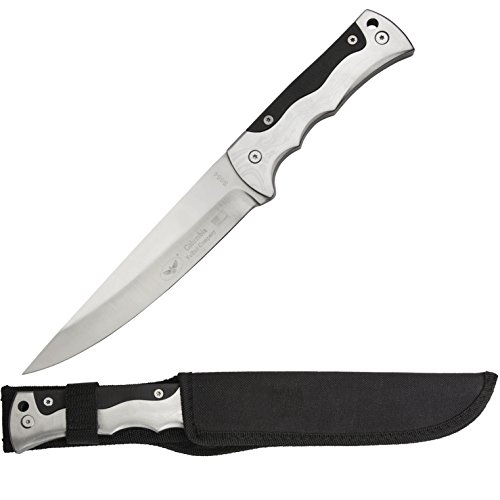 Columbia feststehendes Fleischmesser aus rostfreiem Edelstahl, inklusive Holster, silber-schwarz, Küchen-Messer