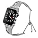 Produktbild WAOTIER für Apple Watch 44mm Armband 42mm Armband Edelstahl Armband Durchbrochene Muster Armband für Apple Watch Series 4/3/2/1 mit Klettverschluss Armband für iWatch 42mm 44mm (Silber)
