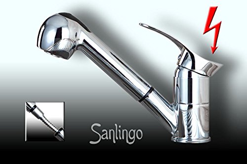 Niederdruck Spültisch Küchen Armatur schönes Design 2 Strahlarten Chrom Sanlingo