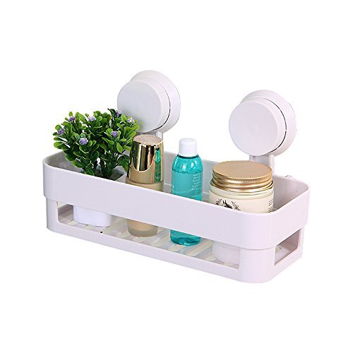MyLifeUnit Saugnapf-Regal für Badezimmer- oder Küchenwand, hängender Aufbewahrungskorb Weiß