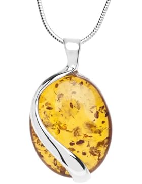 InCollections Damen-Halskette 925 Sterling Silber 1 Bernstein 45 cm