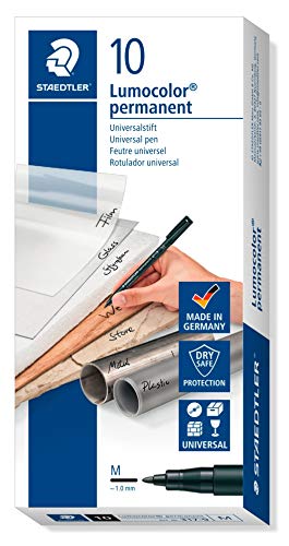 Staedtler Lumocolor - Marcador permanente (10 Pack, Negro)