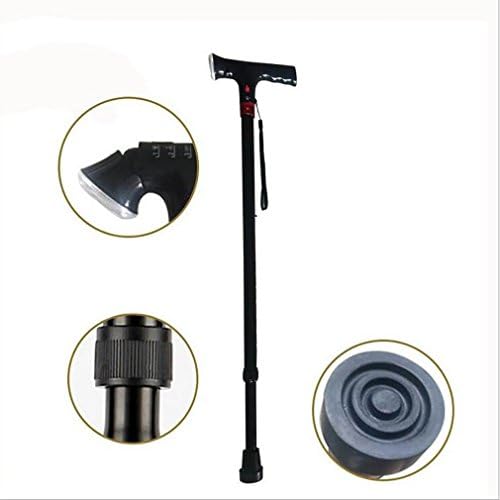 LL-Smart Adjustment Telescopic Crutches with Light Alarm Sound Aluminum Alloy Walking Stick for the Elderly