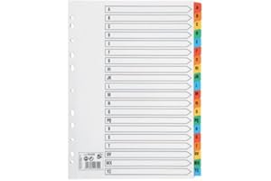 WEST END STATIONERS LTD A4 File Subject Dividers A-Z Part Multi-Coloured Tabs with Reinforced Multi Punched Mylar tabs 150gsm (Pack of 10)