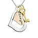 Produktbild Bbyaki Frauen 925 Sterling Silber Halskette Herz Schriftzug Vergoldete Liebhaber Lock Anhänger 18-Zoll-Kette, Valentinstag, Weihnachten, Muttertag, Geburtstagsgeschenk