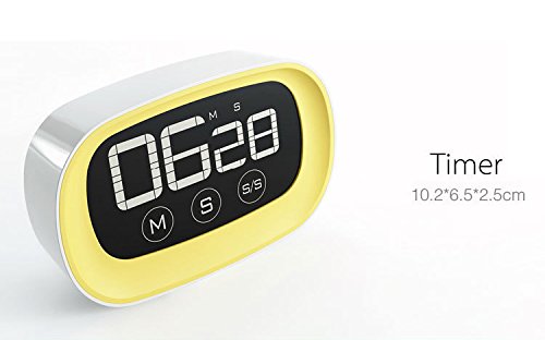 Timer Touchscreen. Großes Display LCD Touchscreen Elektronischer Timer Magnetisch Küche Kurzzeitwecker, compte-temps mit LCD Display, akustischer beleuchtetes Display LED gelb - 2