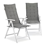 Juego de 2: Estos cojines con respaldo aseguran la máxima comodidad para sillones en la terraza o el jardín. Disfrute del buen tiempo al exterior. Cojines en gris