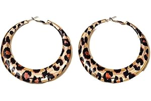 BSLVWG Earrings Hoops for Women, Lightweight Leopard Hoop Earrings Vintage Acrylic Hypoallergenic Hoops Earrings for Women and Girls