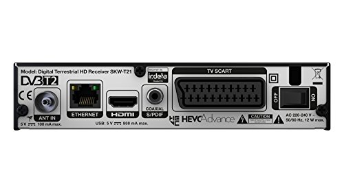 SKYWORTH SKW-T21 – DVB-T2 HD Receiver (für freenet TV) mit HDMI Kabel; HEVC Technologie, HDMI-, SCART-, USB-, Ethernet-, ANT IN-Anschluss, Fernbedienung, schwarz - 2