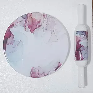 Printed Designs Marble chakla Belan Set ( Wooden Belan) / Rolling Pin