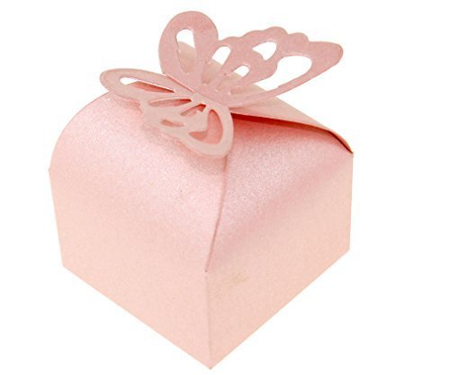 100x Schmetterlings-Muster Hochzeit Party Gastgeschenk Box Kartonagen Schachtel Rosa