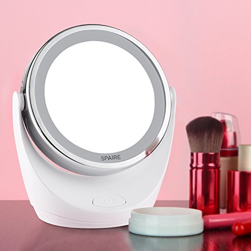 Spaire Kosmetikspiegel LED 10-fach Vergrößerter Schminkspiegel mit Licht Doppelseitiger Vergrößerungsspiegel mit 360°Drehbar für Kosmetik und Hautpflege - 7