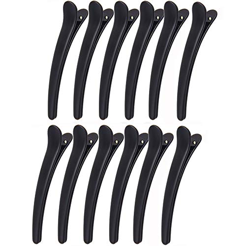 Amaoma Pinze Capelli Parrucchiere Becchi d'oca per Capelli Fermagli Capelli Donna Pinze per Capelli Fermacapelli Mollette per Capelli in Plastica Clip Capelli per Donna Ragazze Nero 12 Pezzi