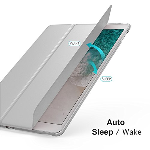 MoKo Hülle für Neu iPad Pro 12.9 2017 – PU Leder Tasche Schutzhülle Schale Smart Case mit Translucent Rücken Deckel, mit Auto Schlaf / Wach Funktion und Stanfunktion für Apple New iPad Pro 12.9 Zoll 2017 Tablet, Silber - 4