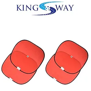 Kingsway Sticky Sun Shades for Car Window for Hyundai Creta (Red, Set of 4, Cotton Fabric)