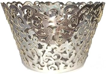 Erosion Cupcake Wrappers 60 Filigree Artistic Bake Cake Paper Cups Little Vine Lace Laser Cut Liner Baking Cup Muffin Case Trays for Wedding Party Birthday Decoration (Brilliant Silver)