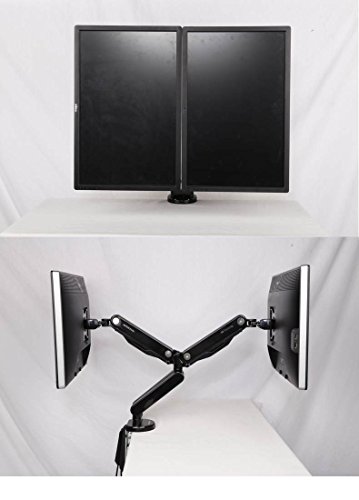 ERGONEER Full-Motion-Gasfeder Dual-LCD-Arm Stativhalterung Passend für 10 „-30“ Double Computer-Monitore – Einstellbare Drehtischmontage Schwingen Twin Monitor-Arme w / Audio MIC USB-Anschlüsse - 4