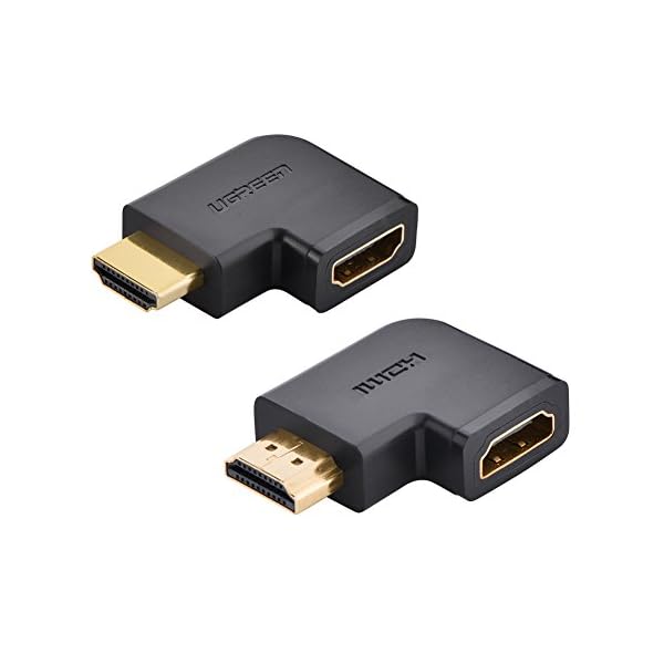 UGREEN HDMI Adapter Winkel 270 Grad und 90 Grad 4k HDMI Stecker auf Buchse Konverter Full HD mit vergoldete Kontakte- Schwarz (2 Stück)