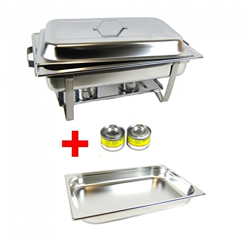 Preisvergleich Produktbild Airbrush-City Chafing Dish Speisenwärmer Warmhaltebehälter aus Edelstahl + Brennpaste