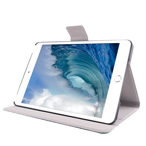 Moon mood® PU Leder Schutzhülle für Apple iPad Mini 4 (7.9 Zoll) Hart PC Innern Hülle mit Bunte Malerei 2 Kartenfächer Standfunktion Tasche - 4