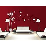 Wandtattoo Pusteblume im 2er Set ca. 120cm und 160cm hoch in ihrer Wunschfarbe. Passend in jedes Zimmer. (in bester Qualität aus Markenfolie gefertigt)