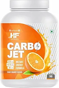 Healthfarm HF SERIES CARBO JET | Instant Energy Formula | Best energy booster drink for a workout, Pre Workout, Post Workout Supplement |1kg|Flavour-Tangy Orange