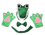 Petitebelle 3D Green Crocodile Headband Bowtie Tail Gloves Adult 4pc Costume (One Size)