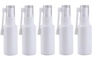 FSSTUD 5 Pcs 30 ml Plastic Throat Spray Bottles Vials Refillable Empty Oral Sprayer Nasal Spray Pump Bottles Fine Mist Atomizers with 360 Degree Rotation Rod for Travel Home Use