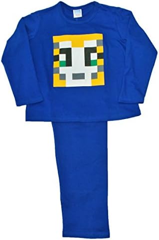 ThePyjamaFactory Boys Girls StampyLongNose Pyjamas Pixel 7-12 Years Stampy Pjs Blue (7-8 years)