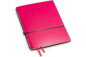 ‎X17 X17-A7 Notizbuch/Personal Organizer | 7mm dünn | magenta; aus recyceltem Leder. Nachfüllbar. Notizheft (blanko) mit Doppeltasche, Made in Germany.