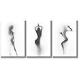 DJSYLIFE Bathroom Wall Decor Sexy Nude Woman 3 piece Canvas Art Modern Abstract Artwork Painting for Home Bedroom Decoration