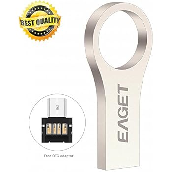 EAGET U66 32GB High Speed Data Traveler Flash Drive, Full Metal USB 3.0 Waterproof & Shockproof Flash Chips, Memory Stick with Unibody Key Ring Design (32GB)