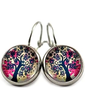 Katharina Fairytale Damen Mädchen Ohrringe Baum Motiv Cabochon 12mm