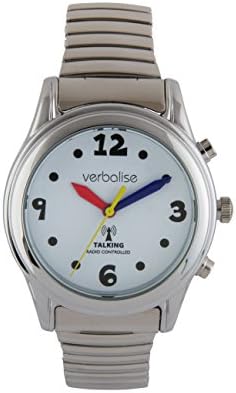 Verbalise Ladies Silver Radio Controlled Talking Watch with Expanding Strap, White