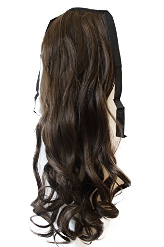 24" & 100g Hair Piece Clip In Pony Tail Extension Very LONG & SEXY Curled Wavy Heat-Resisting Like Real Human Hair (brown brunette #8 (HC7))