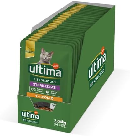 Ultima Cibo Umido per Gatti Fit & Delicious con Pollo: 24 Buste da 85g
