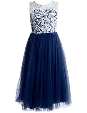 FAIRY COUPLE Mädchens A-Linie ärmellos Lace Illusionen Ausschnitt Knöchellanges Party Blumenmädchen Ballkleid...