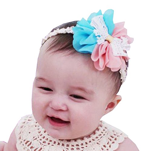 Set of 3 Beautiful Baby Girl Headband Cute Flower Toddler Accessory Pink&Blue 1Y