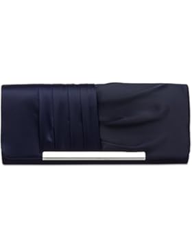 CASPAR TA367 elegante Damen Satin Clutch Tasche Abendtasche mit gerafftem Überschlag