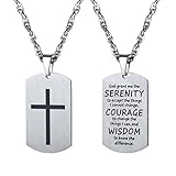 ✔ Erkennungsmarke Anhänger, Vorderseite Kreuz, Rückseite Gelassenheitsgebet in Englischer Version: Einfache, aber liebe Wörter von Inspiration. Dieser Anhänger mit den eingravierten Wörtern ist besonders empfehlenswert, um die Bekleidung zu schmücken, das Gemüt zu entwickeln und den Geist zu vertsärken. Immer wenn Sie entmutigt sind oder an Kraft verlieren, können Sie die eingravierten Wörter in dem Anhänger lesen und wieder motiviert den Tag weiterführen.