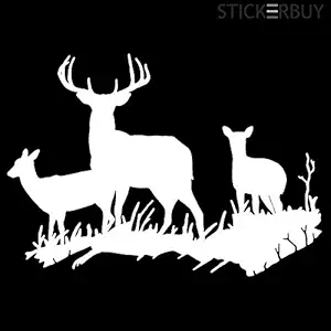 stickerbuy Interesting Deer Family Car Styling Waterproof Vinyl Car Stickers and Decal White l x h(17.50 x 12.50cm)