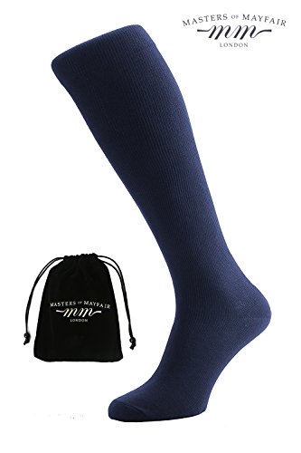 Masters of Mayfair (Small / Navy Blue) Luxury in Flight & Travel Anti-DVT Medical Long Graduated Compression Socks for Men & Women - Knee High Energising Sock to aid Circulation, Swollen Legs & Aching Calves (UK 3-6) by Masters of Mayfair