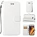Produktbild Hülle für Samsung Galaxy A5 2017,Samsung Galaxy A5 2017 Lederhülle,PU Leder Tasche für Samsung Galaxy A5 2017,Leweiany Elegant Luxus Extra Dünn Tasche Weiß Premium Schmetterling Blumen Muster Leder Brieftasche Flip Wallet Ständer Cover in Book Style Tasche Case Handyhülle Schutzhülle mit Kartenfach Aufstellfunktion Magnetverschluss für Samsung Galaxy A5 2017 Schutzhülle Handytasche